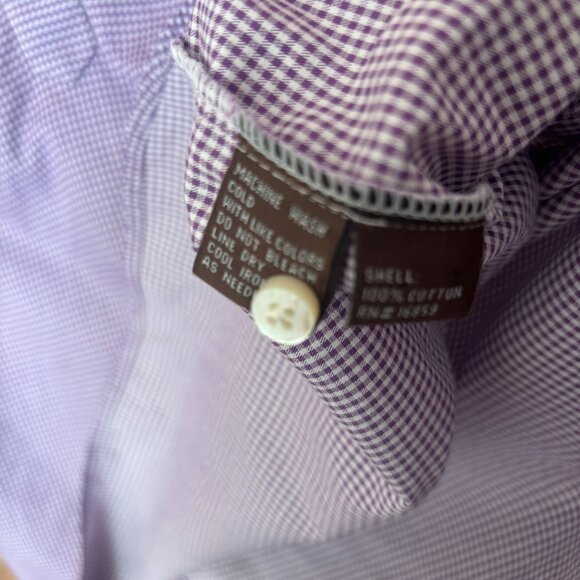 J. McLaughlin Top Small Purple White Gingham Check Popover Cotton Long Sleeve S - Picture 4 of 4